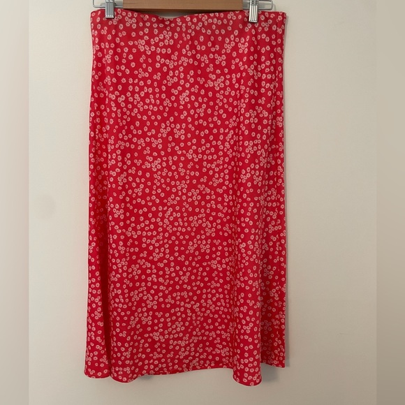Loft Midi Skirt, Red floral, Size M - Picture 1 of 4